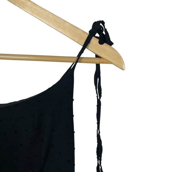 Swiss Dot Tiered Ruffle Babydoll Tie Strap Mini Dress in Black Size S - Picture 7 of 9